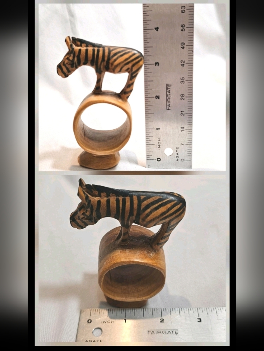 8 Handcarved Wooden Safari Animal Napkin Ring Holders - Picture 5 of 10